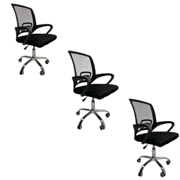 Kit 3 Cadeiras Escritório Secretária Giratória Ergonômica Tela Mesh Preta com Laudo Ergonômico Nr17 - 2
