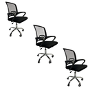 Ver imagem 1 de Kit 3 Cadeiras Escritório Secretária Giratória Ergonômica Tela Mesh Preta com Laudo Ergonômico Nr17