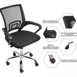 Kit 3 Cadeiras Escritório Secretária Giratória Ergonômica Tela Mesh Preta com Laudo Ergonômico Nr17 - 6