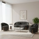 Ver imagem 2 de Kit 01 Sofá + 02 Poltronas Orgânicos c/ Almofadas Curvo Sala Recepção Amsterdã Boucle Chumbo