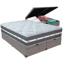 Ver imagem 1 de Cama Box Baú Cinza e Colchão Black Graphite Molas Ensacadas Queen 158x198x32 Anjos