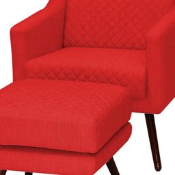 Poltrona Decorativa Mary C/Banqueta Suede Vermelho - Gran Belo Decor - 2