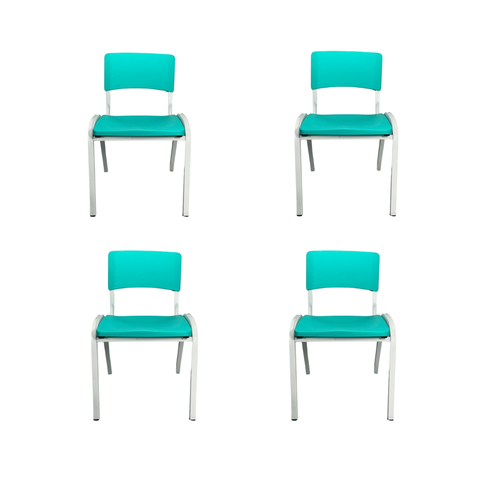 Kit 4 Cadeiras Iso Infantil Azul Celeste Escola e Creche