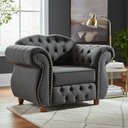 Ver imagem 2 de Poltrona Chesterfield Merlô Veludo:Chumbo