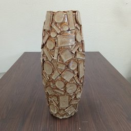 Vaso Decorativo Enfeite Casa Cerâmica 45x21x21cm Bege - 2