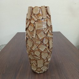 Vaso Decorativo Enfeite Casa Cerâmica 45x21x21cm Bege - 5