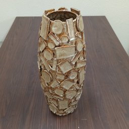 Vaso Decorativo Enfeite Casa Cerâmica 45x21x21cm Bege - 4