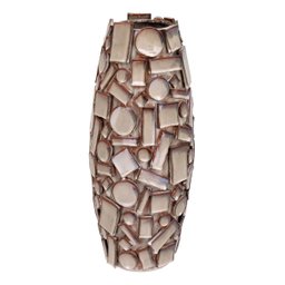 Vaso Decorativo Enfeite Casa Cerâmica 45x21x21cm Bege - 1