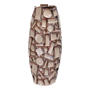 Vaso Decorativo Enfeite Casa Cerâmica 45x21x21cm Bege