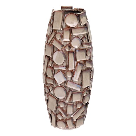 Vaso Decorativo Enfeite Casa Cerâmica 45x21x21cm Bege