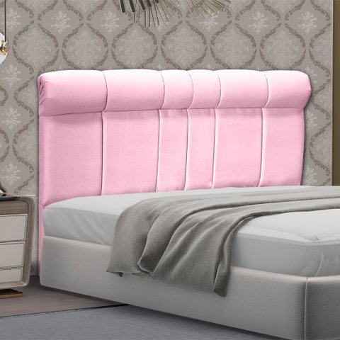 Cabeceira Madri 160 cm Suede Rosa Bebê