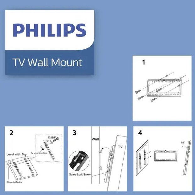 Suporte Parede VESA TV Monitor 14 a 42 Pol Preto Philips - 6