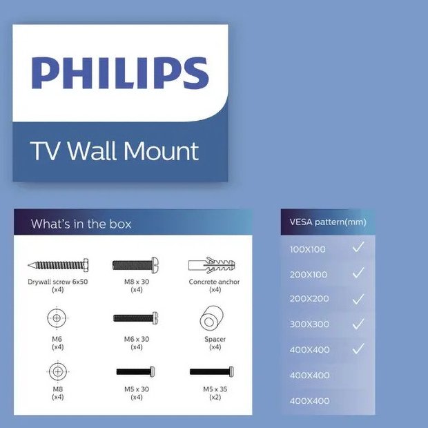 Suporte Parede Vesa Tv Monitor 14 a 42 Pol Preto Philips - 7