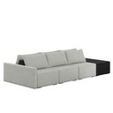 Ver imagem 2 de Sofá Ilha Modulado Milos 342cm Puff Lateral Cinza Preto Manchado Linho/pu G33 - Gran Belo