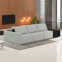 Ver imagem 1 de Sofá Ilha Modulado Milos 342cm Puff Lateral Cinza Preto Manchado Linho/pu G33 - Gran Belo
