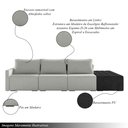 Ver imagem 3 de Sofá Ilha Modulado Milos 342cm Puff Lateral Cinza Preto Manchado Linho/pu G33 - Gran Belo