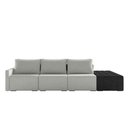 Ver imagem 7 de Sofá Ilha Modulado Milos 342cm Puff Lateral Cinza Preto Manchado Linho/pu G33 - Gran Belo