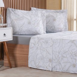 Jogo de Cama Casal 4 Pçs 200 Fios 100% Algodão 140x190x35cm Dessin - 1