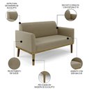 Ver imagem 4 de Sofá Namoradeira e 2 Poltronas Base Madeira Castanho Maressa Suede Marrom Rt - Ibiza