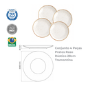 Ver imagem 3 de Conjunto 4 Pratos Raso Rústico 28cm Tramontina