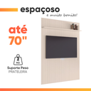Ver imagem 5 de Painel para Tv até 70 Polegadas 1,80x2,40m Ripado com Prateleira Arbo Off White Edn