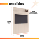 Ver imagem 3 de Painel para Tv até 70 Polegadas 1,80x2,40m Ripado com Prateleira Arbo Off White Edn