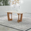 Ver imagem 5 de Mesa de Jantar Liz 180x90cm Vidro 25mm Cinamomo Off White com Kit 6 Cadeiras Veludo Palha -Valdemóve