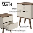 Ver imagem 3 de Mesa de Cabeceira Madri com 2 Gavetas - Pés Palitos - Off White/canela