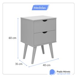 Mesa de Cabeceira Madri com 2 Gavetas - Pés Palitos - Off White/canela - 4