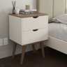 Mesa de Cabeceira Madri com 2 Gavetas - Pés Palitos - Off White/canela - 1