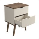 Ver imagem 5 de Mesa de Cabeceira Madri com 2 Gavetas - Pés Palitos - Off White/canela