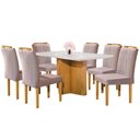 Ver imagem 2 de Conjunto Sala de Jantar Napole 6 Cadeiras Safira Veludo Móveis Mundial