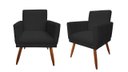Ver imagem 1 de Kit 2 Poltronas Decorativa Nina Riscado Suede Preto Pés Madeira Ms Decor