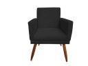 Ver imagem 2 de Kit 2 Poltronas Decorativa Nina Riscado Suede Preto Pés Madeira Ms Decor