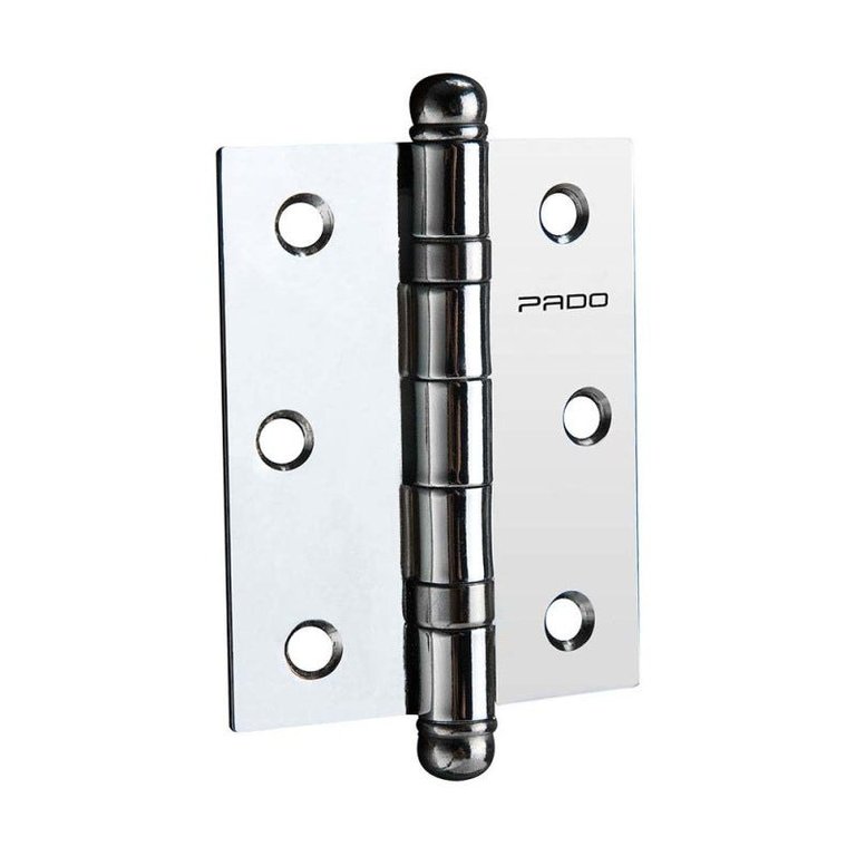 Dobradiça simples em aço carbono 6,3x7,6cm 3025 com rolamento 3 peças prata - Pado