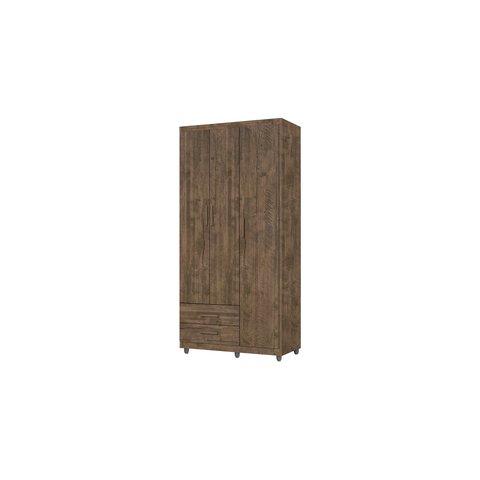 Guarda Roupa 3 Portas 2 Gavetas Cabideiro Prateleira Titan Canela