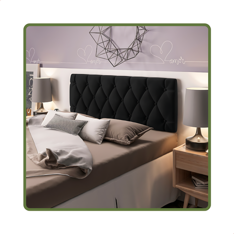 Cabeceira Almofadada para Cama Box Suspensa Paris 1,40 X 55 Preto Corino