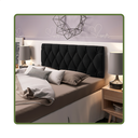 Ver imagem 1 de Cabeceira Almofadada para Cama Box Suspensa Paris 1,40 X 55 Preto Corino