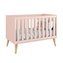 Ver imagem 4 de Berço Americano e Guarda Roupa Theo 3 Portas Rosa com Pés Madeira Natural – Reller