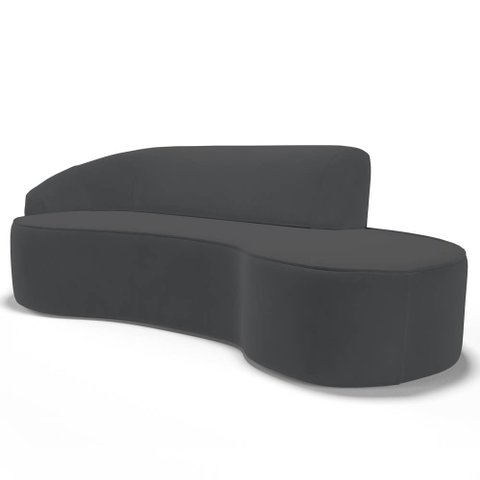 Sofá Living 4 Lugares 300cm Braço Esquerdo Mozart D06 Veludo Cinza - Mpozenato