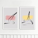 Ver imagem 1 de Kit 2 Quadros Decorativos Pilates - Abstratos 33x24cm - com Vidro:moldura Preta