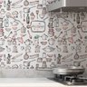 Papel de Parede Adesivo Utensílios Cozinha Padaria Bon Appétit - SSCA-030 - ROLO - 2,50M X 50cm ( 1, - 2