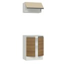 Ver imagem 5 de Kit Armário de Cozinha 60 cm 100% MDF 2 Portas e 1 Suspensa Com Tampo Branco/Rustic/Crema Smart Madesa