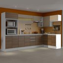Ver imagem 3 de Kit Armário de Cozinha 60 cm 100% MDF 2 Portas e 1 Suspensa Com Tampo Branco/Rustic/Crema Smart Madesa