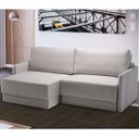Ver imagem 1 de Sofá Retrátil Reclinável 3 Lugares 180 Cm Braço Fino Mola D28 Madrid Linho Off White - NS
