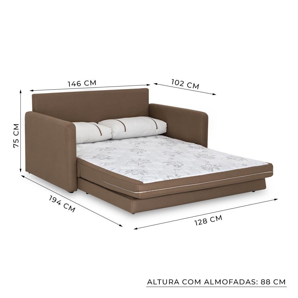 Sofá-Cama Casal 2 Lugares Herval Aurora, Veludo Marrom, 146 cm - 3