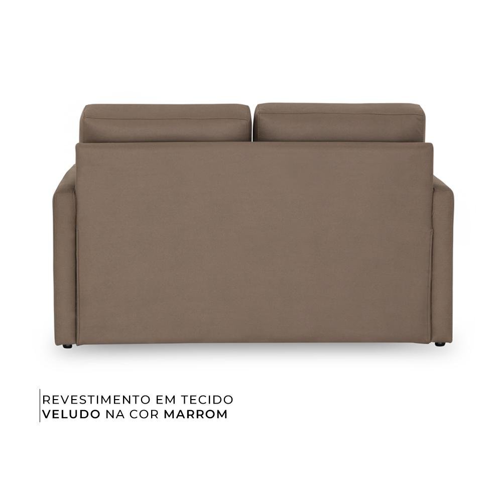 Sofá-Cama Casal 2 Lugares Herval Aurora, Veludo Marrom, 146 cm - 4