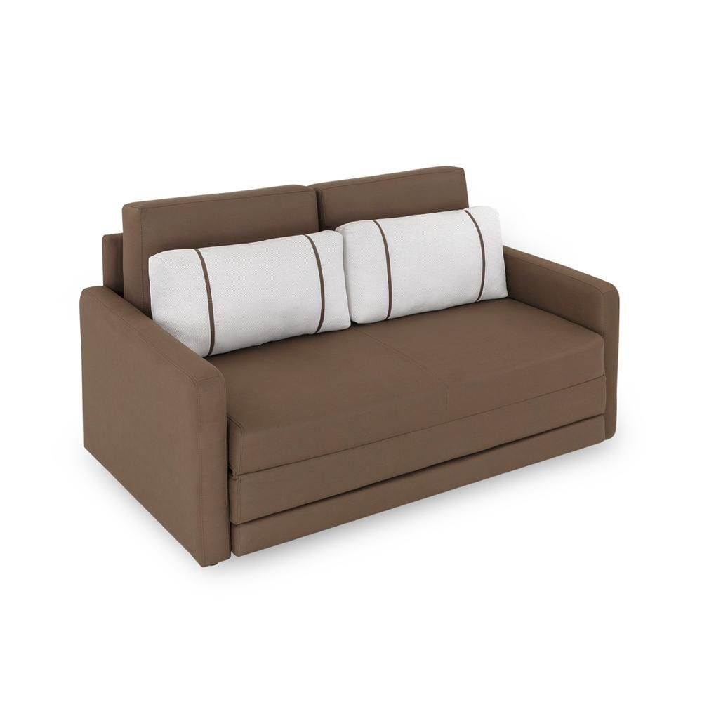 Sofá-Cama Casal 2 Lugares Herval Aurora, Veludo Marrom, 146 cm - 1