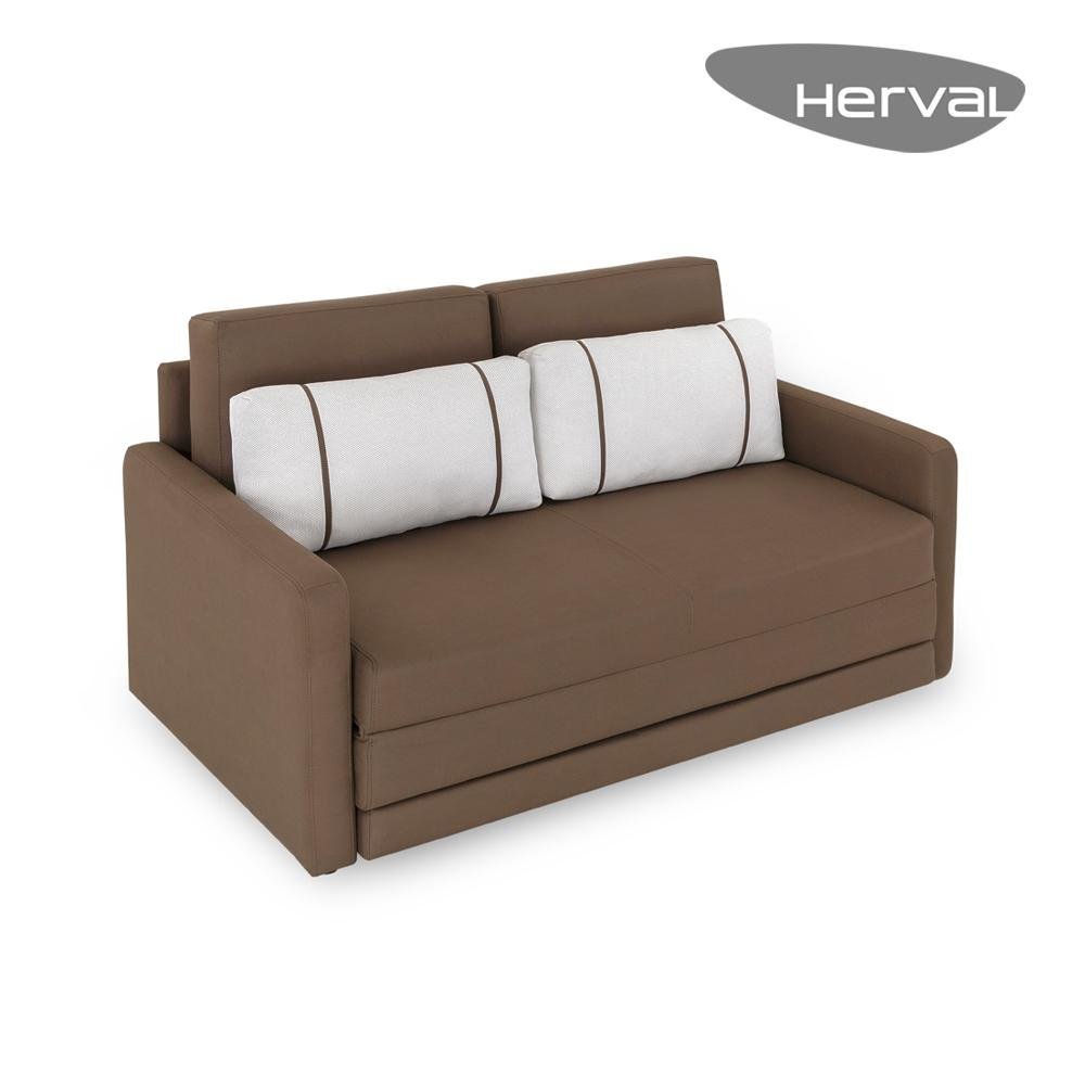 Sofá-Cama Casal 2 Lugares Herval Aurora, Veludo Marrom, 146 cm - 2