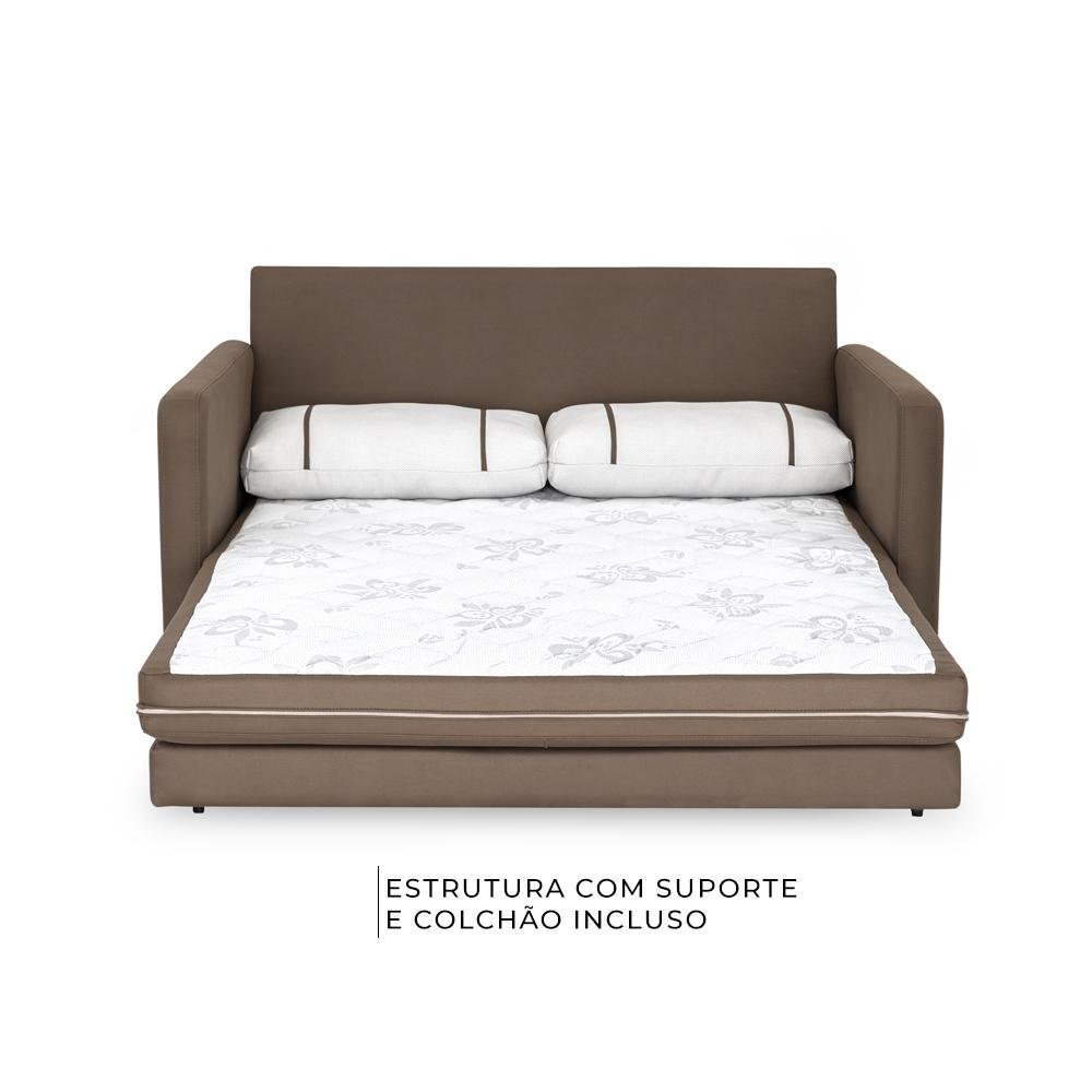 Sofá-Cama Casal 2 Lugares Herval Aurora, Veludo Marrom, 146 cm - 6